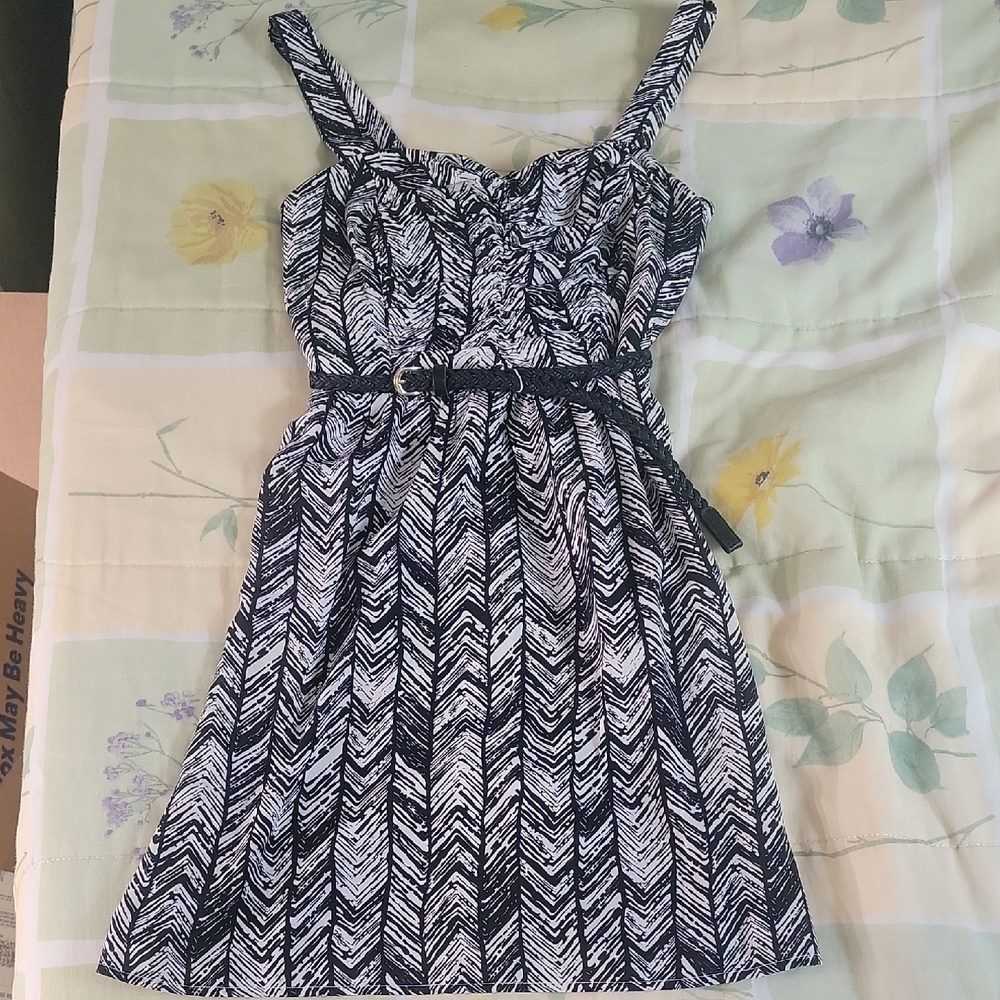 Love Reign Black and White Chevron Mini Dress